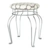 Quatrefoil Silver Wire Vanity Stool/Ivory Printed Fabric Seat 2 Quatrefoil Silver Wire Vanity Stool/Ivory Printed Fabric Seat -Accent Furniture Shop quatrefoil silver wire vanity stool ivory printed fabric seat