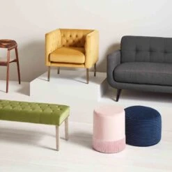 Ridgecrest Blue Plush Pouf, 20" -Accent Furniture Shop ridgecrest blue plush pouf 20 2