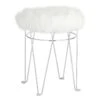 Rion Chrome Wire Vanity Stool/Padded White Faux Fur Seat -Accent Furniture Shop rion chrome wire vanity stool padded white faux fur seat