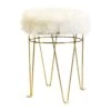 Rion White Faux Fur & Gold Vanity Stool -Accent Furniture Shop rion white faux fur gold vanity stool