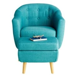 Rockwell Accent Chair & Ottoman Set, Teal -Accent Furniture Shop rockwell accent chair ottoman set teal 3