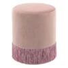 Round Ottoman With Fringe, Blush Velvet