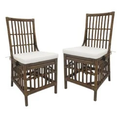 Set Of 2 Honeybloom Cade Brown Rattan Box Chair