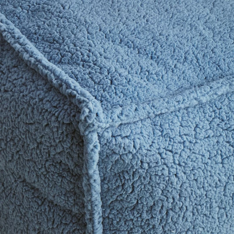 Sherpa Pouf, Blue 3 Sherpa Pouf, Blue - Image 2