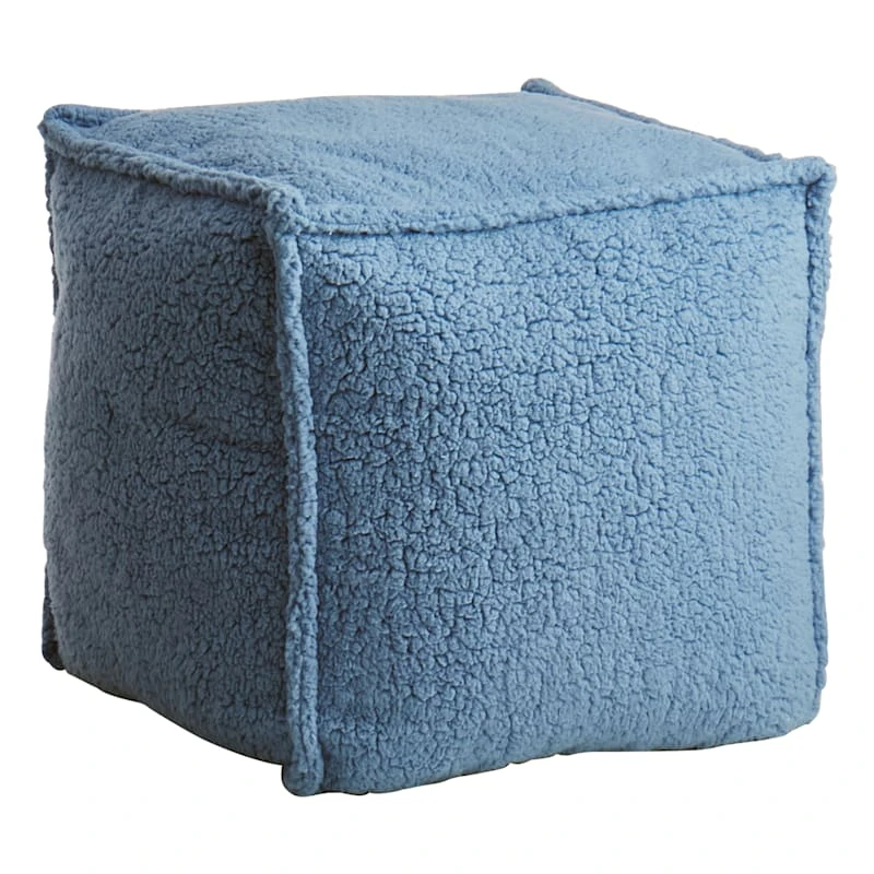 Sherpa Pouf, Blue 2 Sherpa Pouf, Blue