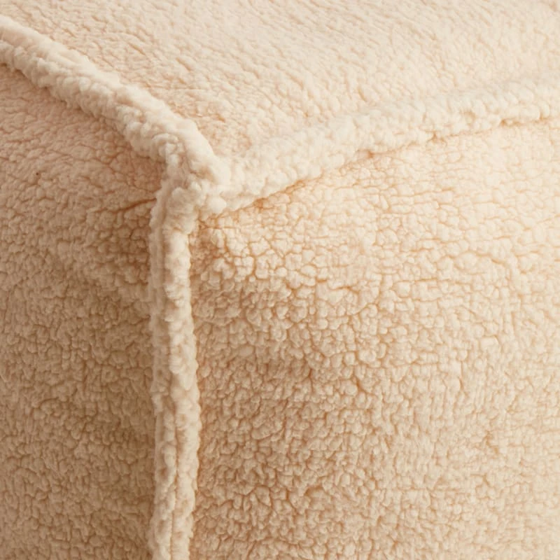 Sherpa Pouf, Cream 4 Sherpa Pouf, Cream - Image 2