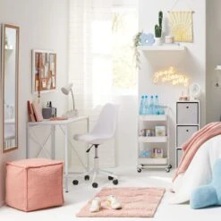 Sherpa Pouf, Peach -Accent Furniture Shop sherpa pouf peach 2