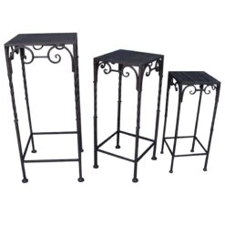 Accent Furniture Shop -Accent Furniture Shop square wood top plant stand with brown twist metal leg medium 1