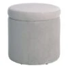 Stuart Round Storage Ottoman, Grey -Accent Furniture Shop stuart round storage ottoman grey