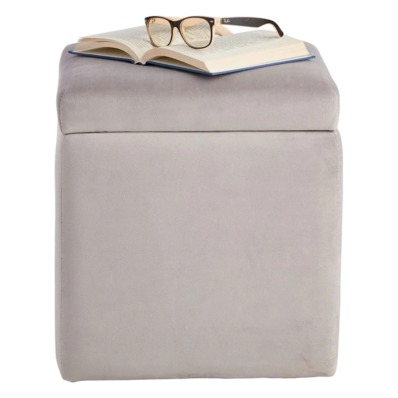 Stuart Square Storage Ottoman, Grey 4 Stuart Square Storage Ottoman, Grey - Image 2