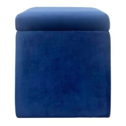Stuart Square Storage Ottoman, Navy Blue -Accent Furniture Shop stuart square storage ottoman navy blue 2