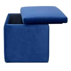 Stuart Square Storage Ottoman, Navy Blue -Accent Furniture Shop stuart square storage ottoman navy blue 3