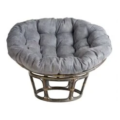 Suede Papasan Porcelain Cushion, Charcoal