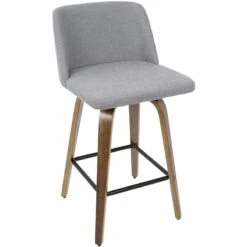 Toriano Walnut & Grey Counter Stool, 26"