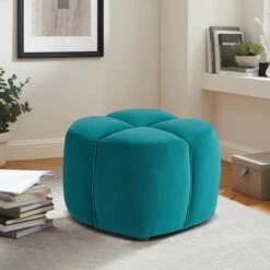 Tracey Boyd Teal Ottoman -Accent Furniture Shop tracey boyd teal ottoman 2
