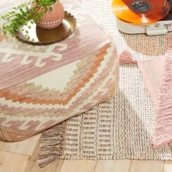 Tracey Boyd Woven Kilim Pouf, 20x13 -Accent Furniture Shop tracey boyd woven kilim pouf 20x13 3