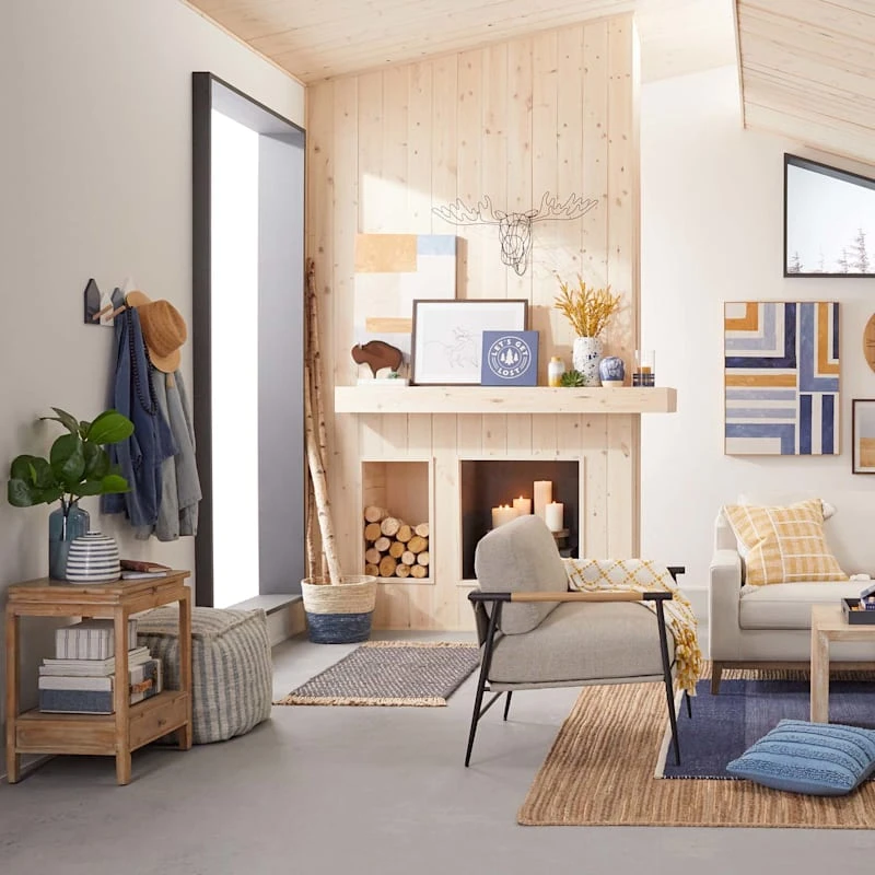 Ty Pennington Lex Blue Striped Square Pouf, 16" 4 Ty Pennington Lex Blue Striped Square Pouf, 16" - Image 2