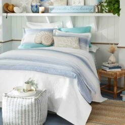 Ty Pennington Lex Blue Striped Square Pouf, 16" 8 Ty Pennington Lex Blue Striped Square Pouf, 16" -Accent Furniture Shop ty pennington lex blue striped square pouf 16 2