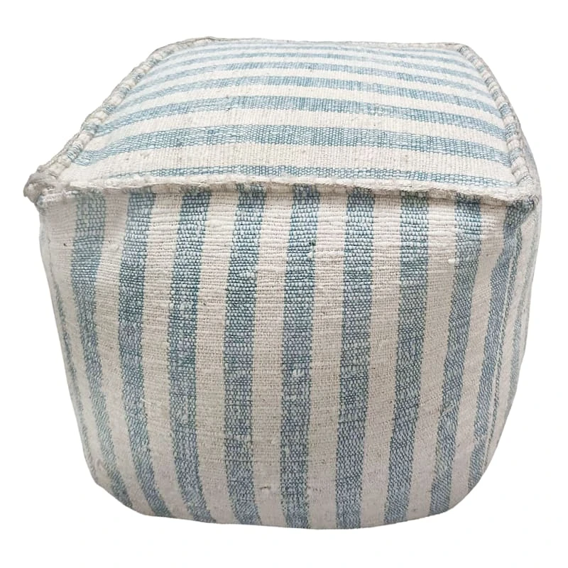 Ty Pennington Lex Blue Striped Square Pouf, 16" 3 Ty Pennington Lex Blue Striped Square Pouf, 16"
