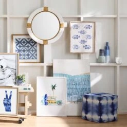 Ty Pennington Shyloh Shibori Print Pouf, Blue -Accent Furniture Shop ty pennington shyloh shibori print pouf blue 4