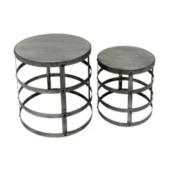 Wood Top Plant Stand With Metal Base, Small