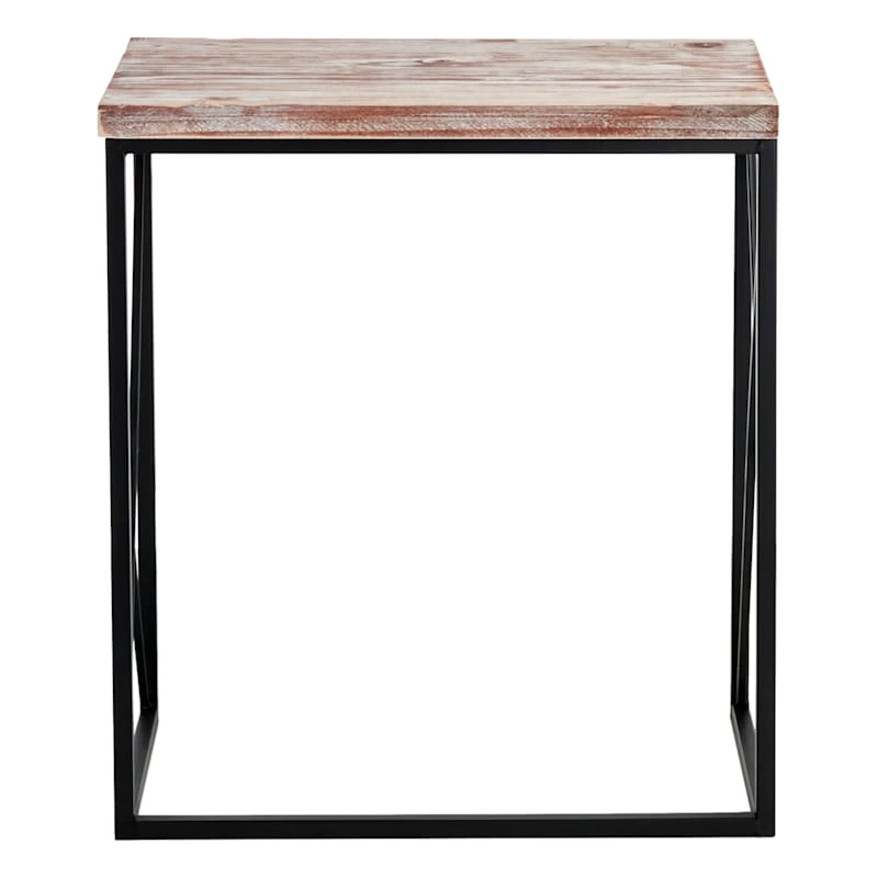Wood Top With Black Cross Metal Table, Medium 4 Wood Top With Black Cross Metal Table, Medium - Image 2