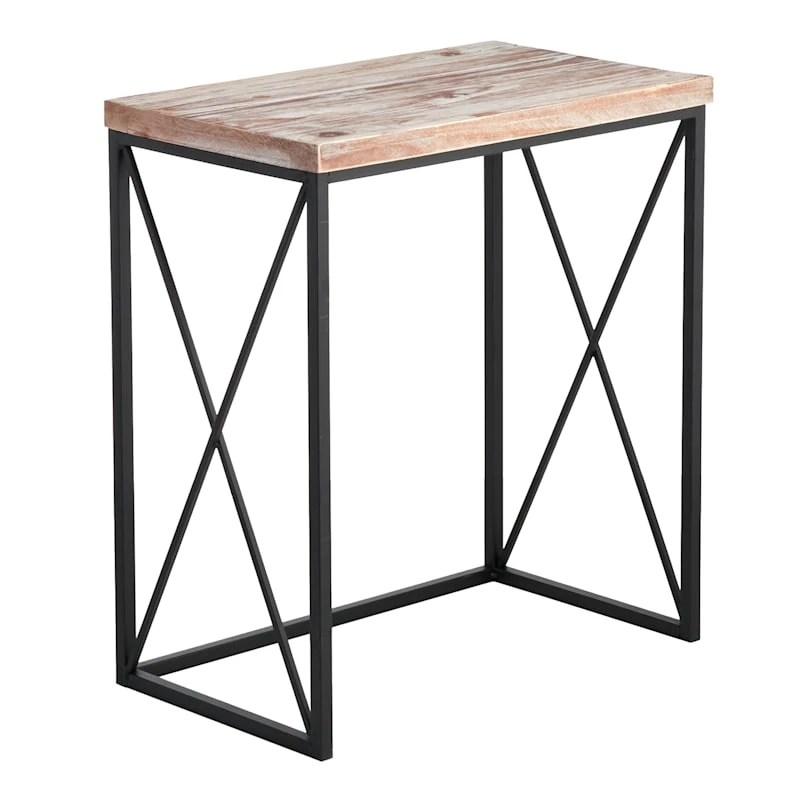 Wood Top With Black Cross Metal Table, Medium 5 Wood Top With Black Cross Metal Table, Medium - Image 3