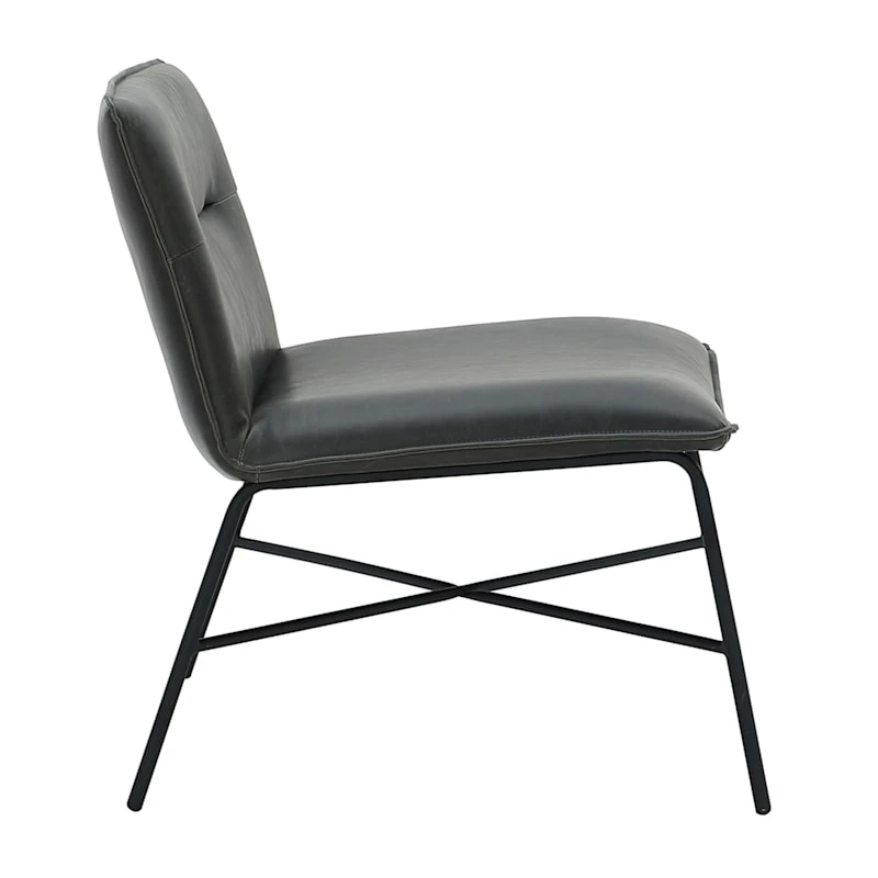 Zoey Faux Leather Accent Chair, Black 5 Zoey Faux Leather Accent Chair, Black - Image 3